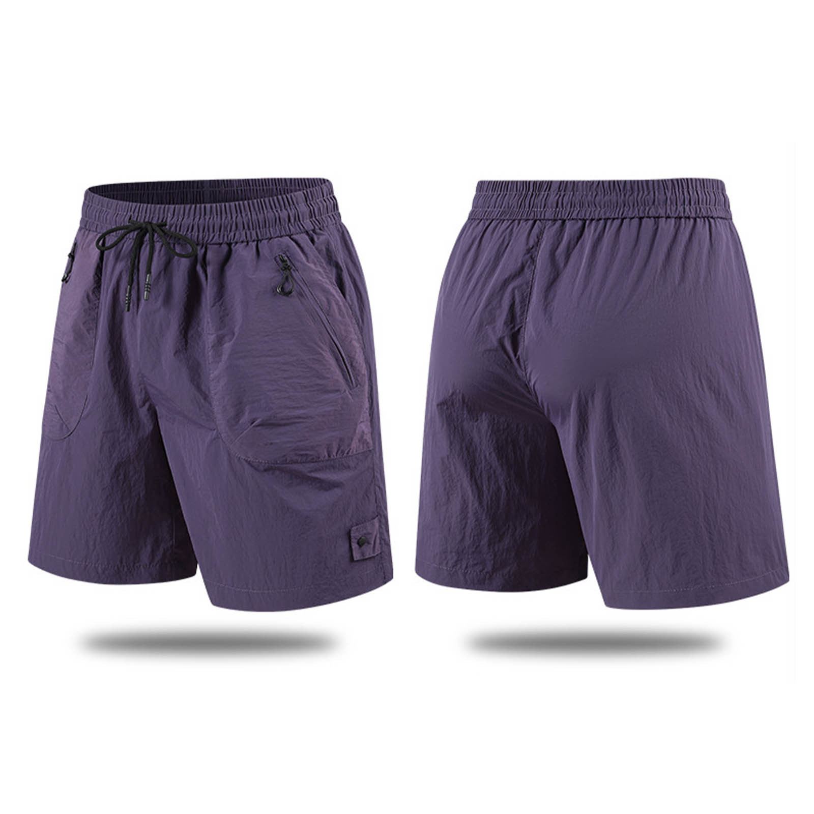 thumbnail image 4 of Pantalones cortos deportivos para hombre, tejido Ice Silk, cordón ajustable, cremallera, secado rápido, tallas S-XXXL, 4 of 6